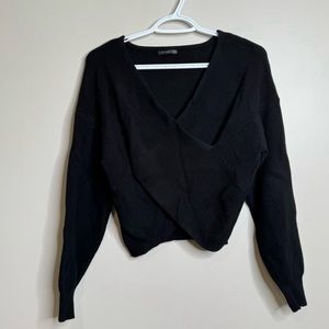 Dynamite - small - Black off the shoulder cross over sweater